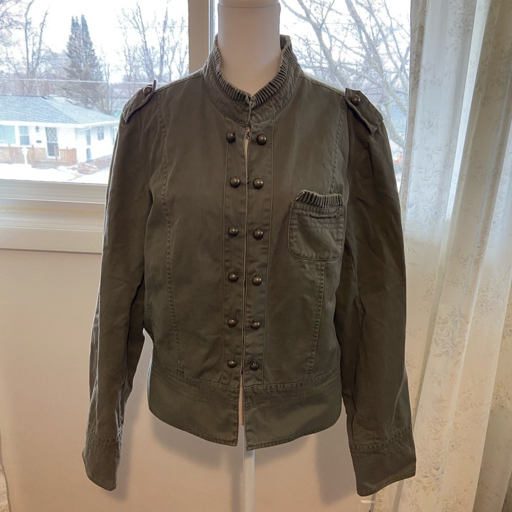 Army green button up jacket